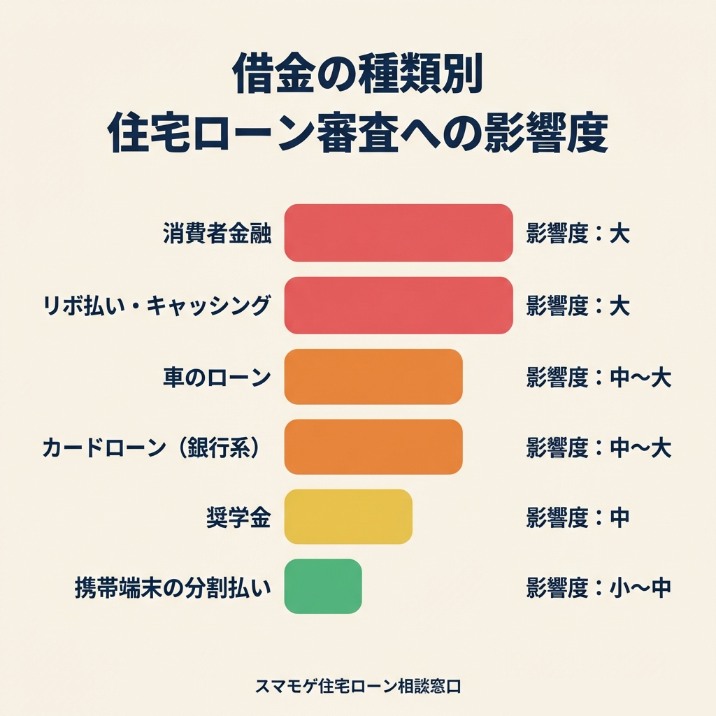 借金の種類別 住宅ローン審査への影響度チャート