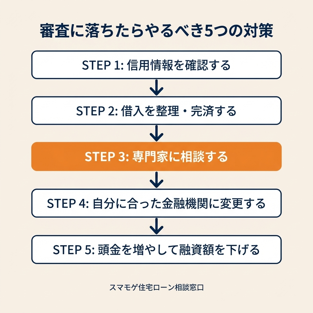審査に落ちたらやるべき5つの対策フロー