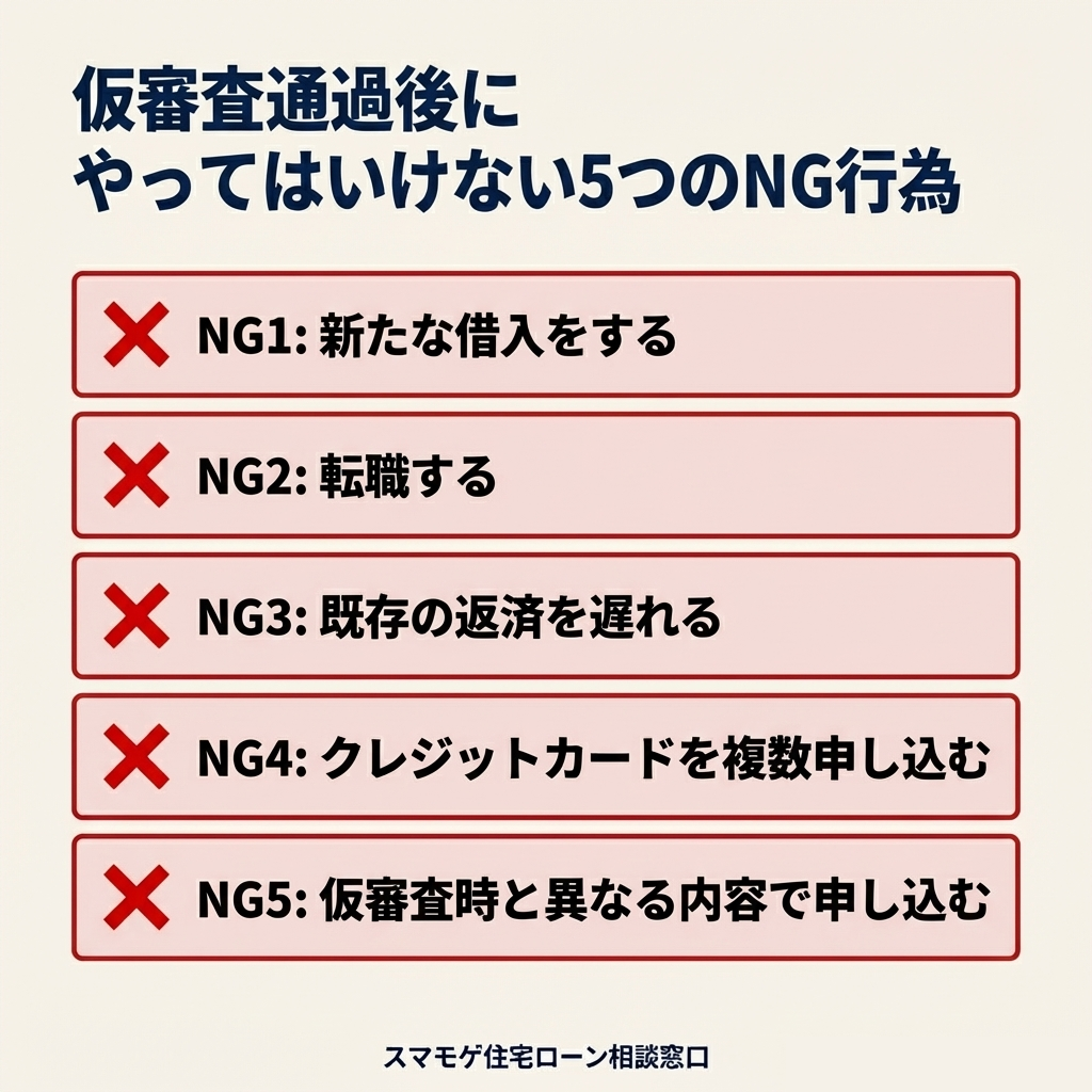 仮審査通過後にやってはいけない5つのNG行為